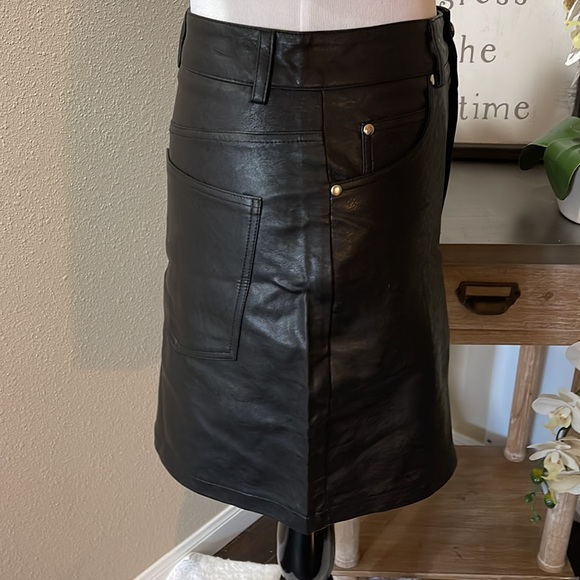 Black Faux Leather Mini Skirt - Picture 3 of 6